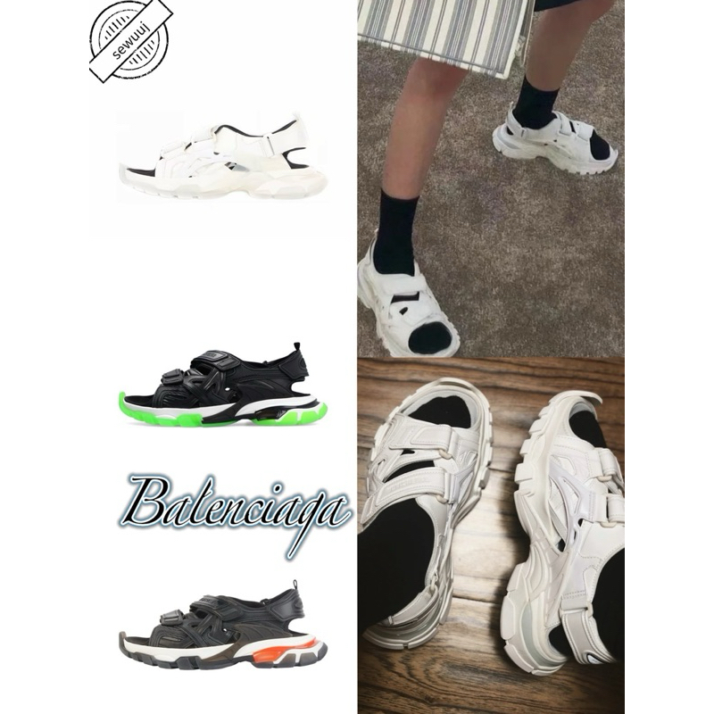 รองเท้าแตะชายหาด Balenciaga Track Sandal Strap Clears ของแท้สำหรับผู้ชายที่สะดวกสบายและอเนกประสงค์