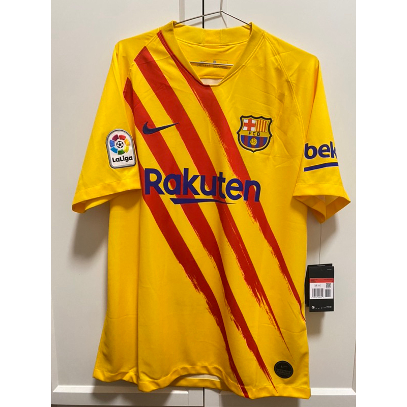 เสื้อบอล Barcelona Senyera 2020/21 4th jersey เกรดแฟนบอล สกรีนMessi10 ป้ายห้อย