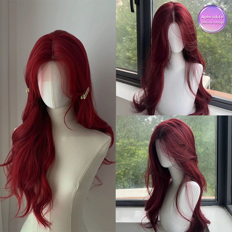Aphrodite  65CM  Lolita   red wig วิกผมยาวผู้หญิง  JK  วันฮาโลวีน แบบตรงมีหน้าม้า  by  Aphrodite  onlineshop