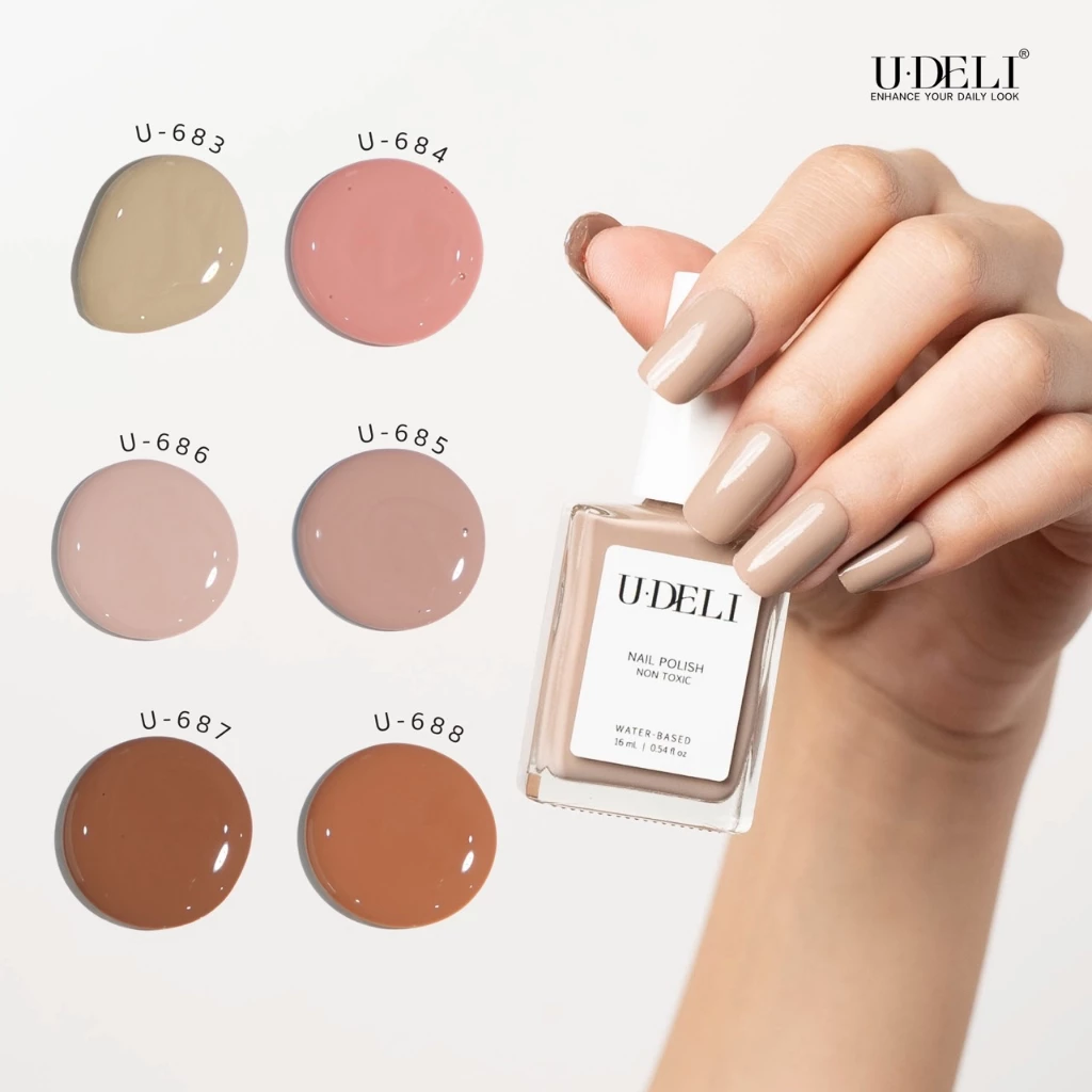 สีทาเล็บกึ่งเจล (ไม่อบ) U-DELI สีนู้ด Earth Tone Vegan 16ml สีโทนสุขภาพ สวย ไร้กลิ่นฉุน Group