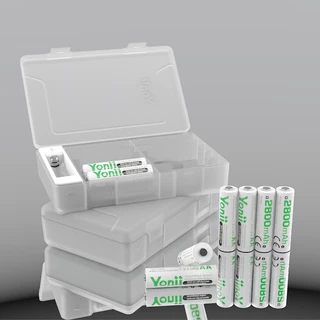 Yonii AA/AAA Battery Store Box กล่องเก็บแบตเตอรี่ 6 ช่อง ใช้ได้กับ: AA/AAA แบตเตอรี่แบบชาร์จไฟได้ กล่องเก็บของ