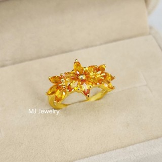 แหวนพลอยบุษราคัม บุษราคัมบางกะจะ แหวนเงินแท้ 925 รับประกันพล…