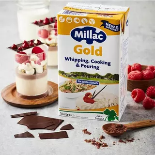 (ห้ามเข้าฟริส)(กล่องเหลืองมิลแลค)(ส่งด่วน)(ส่งเย็น)มิลแลค โกลด์ วิปปิ้งครีม Millac Gold Whipping Cream 1ltr