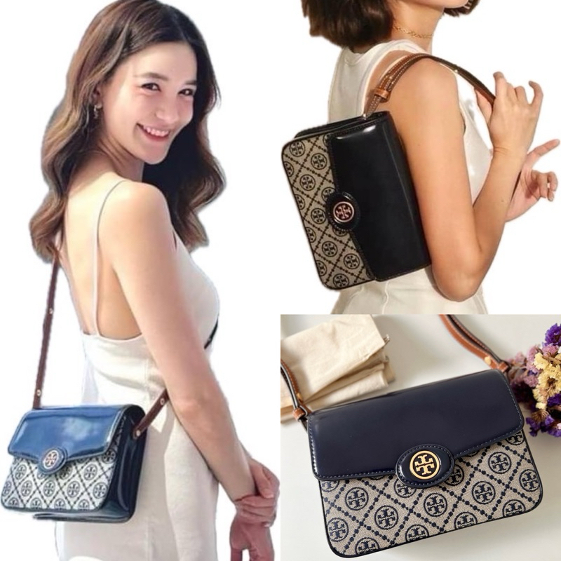 🎀(สด-ผ่อน) 152306 Tory Burch Robinson T Monogram Convertible Shoulder Bag