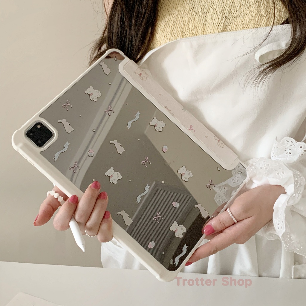 🔥จัดส่งภายใน24ชั่วโมง🔥เคสไอแพด Gen12 Air7/6 นิ้ว ริบบิ้น Cutebunny Mirror ที่ใส่ปากกา caseipad mini7