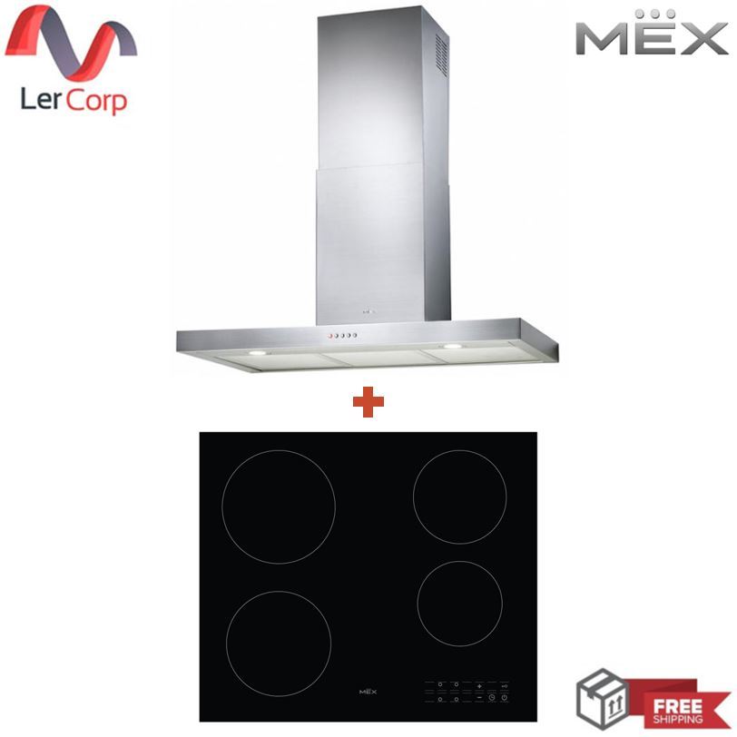 (Mex) เครื่องดูดควันกระโจมทรงกล่อง MEX รุ่น K633X90 + เตาไฟฟ้าฐานเซรามิก MEX รุ่น HVC264