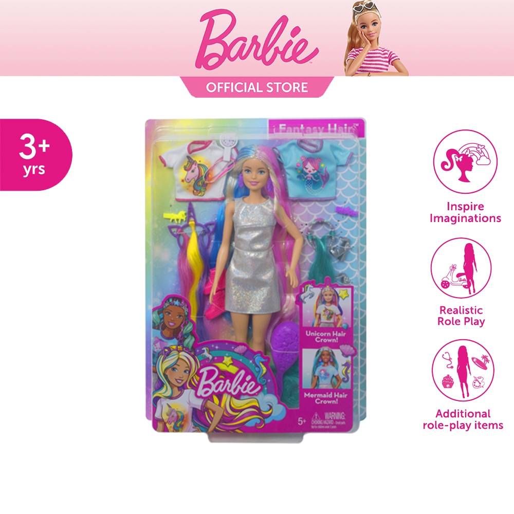 Barbie Fantasy Hair Doll บาร์บี้ เพลย์เซตตุ๊กตาแฟนตาซีแฮร์ GHN04 CH