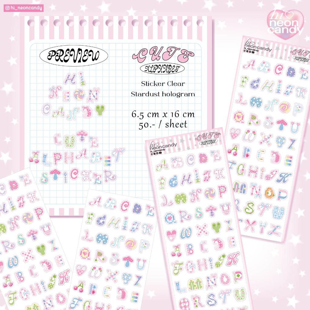 พร้อมส่ง - Sticker Cute Alphabet สติ๊กเกอร์ตัวอักษร A-Z