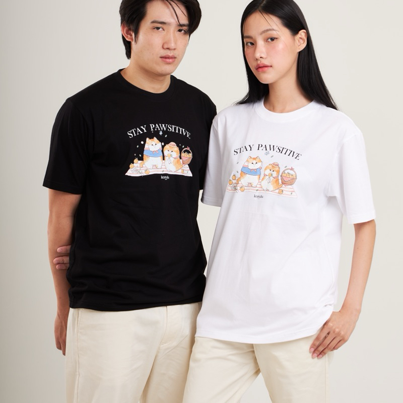 korulu Stay Pawsitive | Basic T-Shirt เสื้อยืดสกรีนลาย คอตตอน Cotton USA นู๊มมม ทน สู้ทุกความร้อน