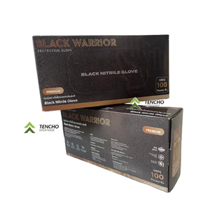 (ส่งฟรี)ถุงมือยาง BLACK WARRIOR ถุงมือยางไนไตรสีดำหนา 5.0 มิล ไม่มีแป้ง ถุงมือยางไนไตรสีดำ 100 ชิ้น