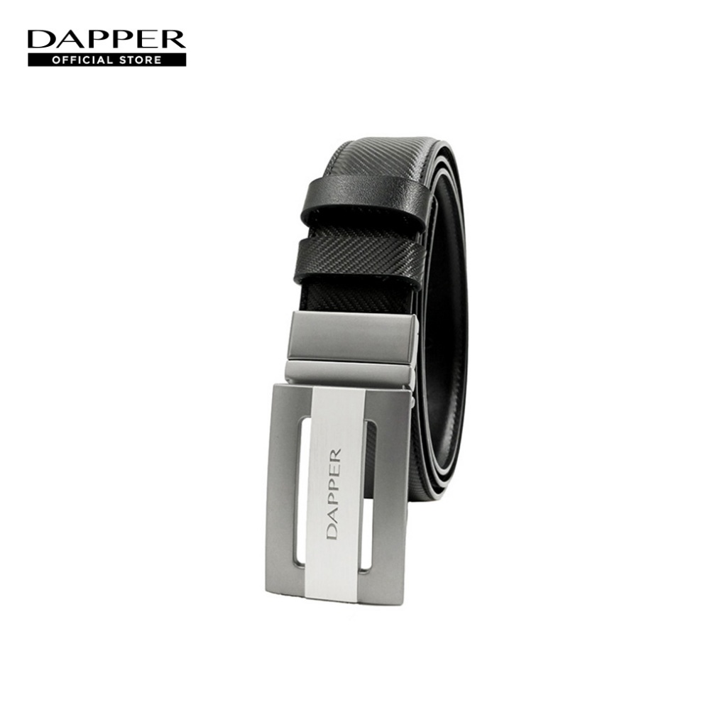 DAPPER เข็มขัดหนังแท้ Diagonal Reversible Belt แบบใส่ได้ 2 ด้าน สีดำ (BBC/BK/1950PG5)