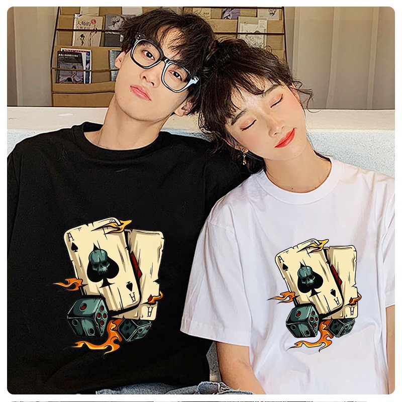 D817เสื้อยืดแขนสั้ง ใส่ได้ทั้งชายและหญิง ลายแฟชั่งสวย