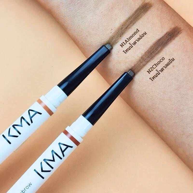(1แท่ง)โฉมใหม่ ดินสอเขียนคิ้วเนื้อเนียน KMA 2IN1 FIX IN EYEBROW 0.16g.