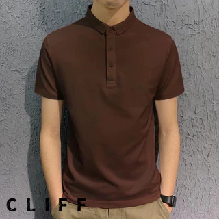 CLIFF ชายเสื้อคอปกแขนสั้นฤดูร้อน POLO เรียบง่ายสีทึบ 4 สี
