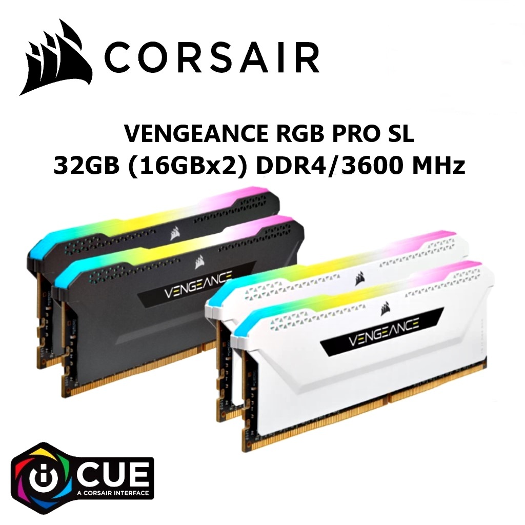 32GB (16GBx2) DDR4 3600MHz RAM (แรมพีซี) CORSAIR VENGEANCE PRO SL RGB (WHITE) (CMH32GX4M2D3600C18W)
