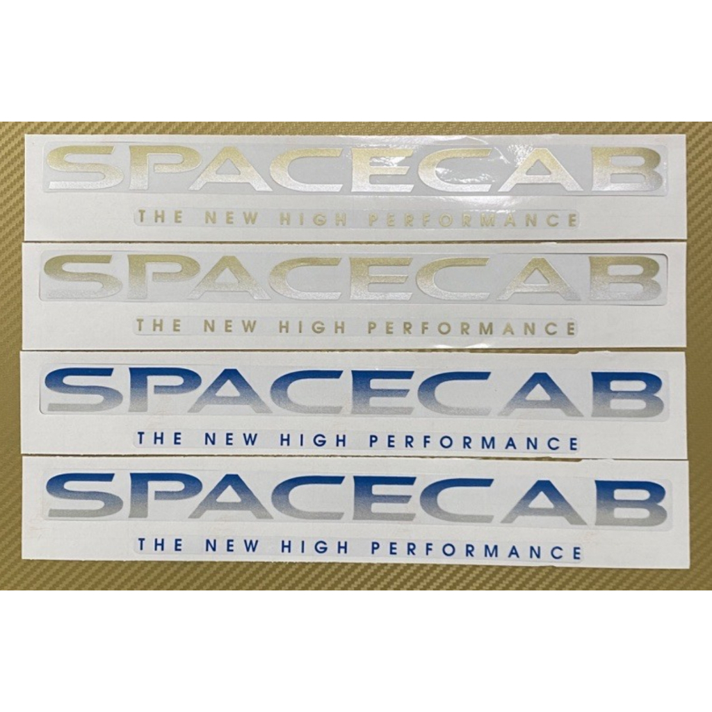 สติ๊กเกอร์แบบดั้งเดิม อย่างดี ติดรถ ISUZU DRAGON ปี 1997 คำว่า SPACECAB THE NEW HIGH PERFORMANCE ติดกระจกแค๊ป ติดรถ ปี97