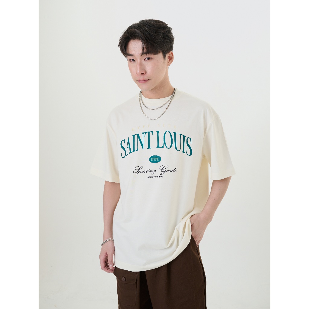 Hype It - Saint Louis T-Shirt เสื้อยืดแขนสั้นทรง Oversized แบรนด์ Hype It  (คอไม่กว้าง ทรงไหล่ตก)