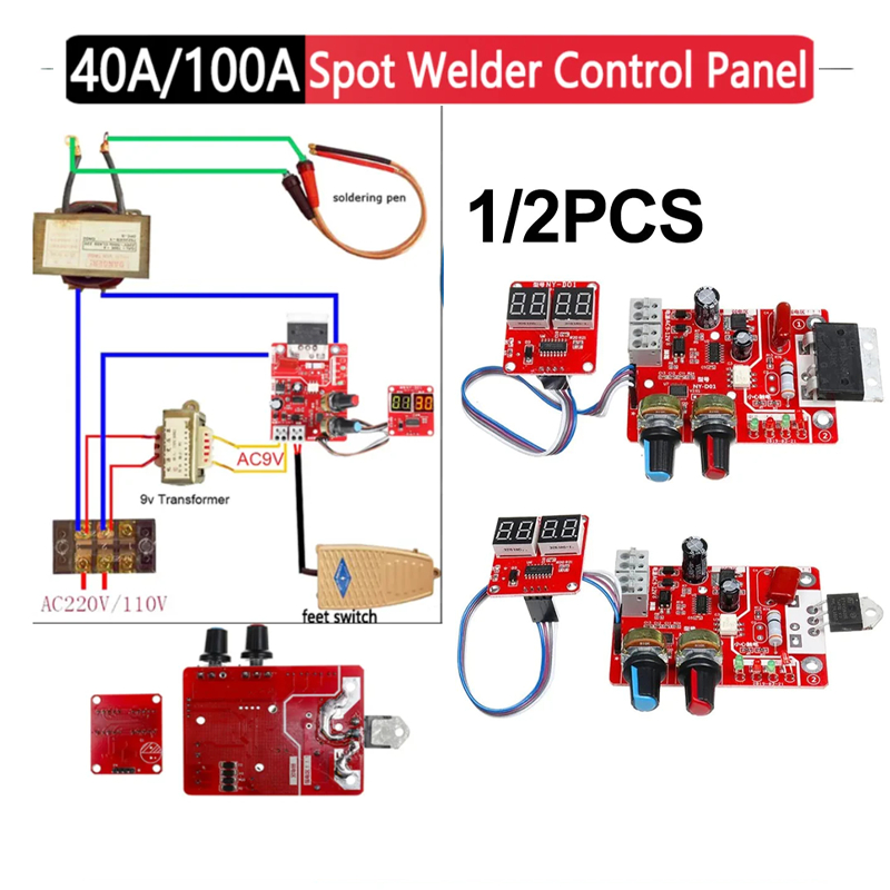จุด Welders บอร์ดคอนโทรล40A/100A ดิจิตอลแสดงจุดเชื่อม Current แผงควบคุมเวลา Ammeter NY-D01 Transformer