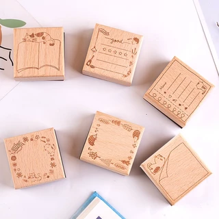 ตรายางไม้ วินเทจ กรอบข้อความ 6 ลาย | ตรายาง DIY สมุดบันทึก แพลนเนอร์ ไดอารี่ | แสตมป์ไม้ QL Stamp