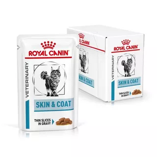 Royal Canin Skin & Coat บรรจุ 12 ซอง อาหารเปียกสำหรับแมวผิวแพ้ง่าย บำรุงเส้นขนและเสริมความแข็งแรง
