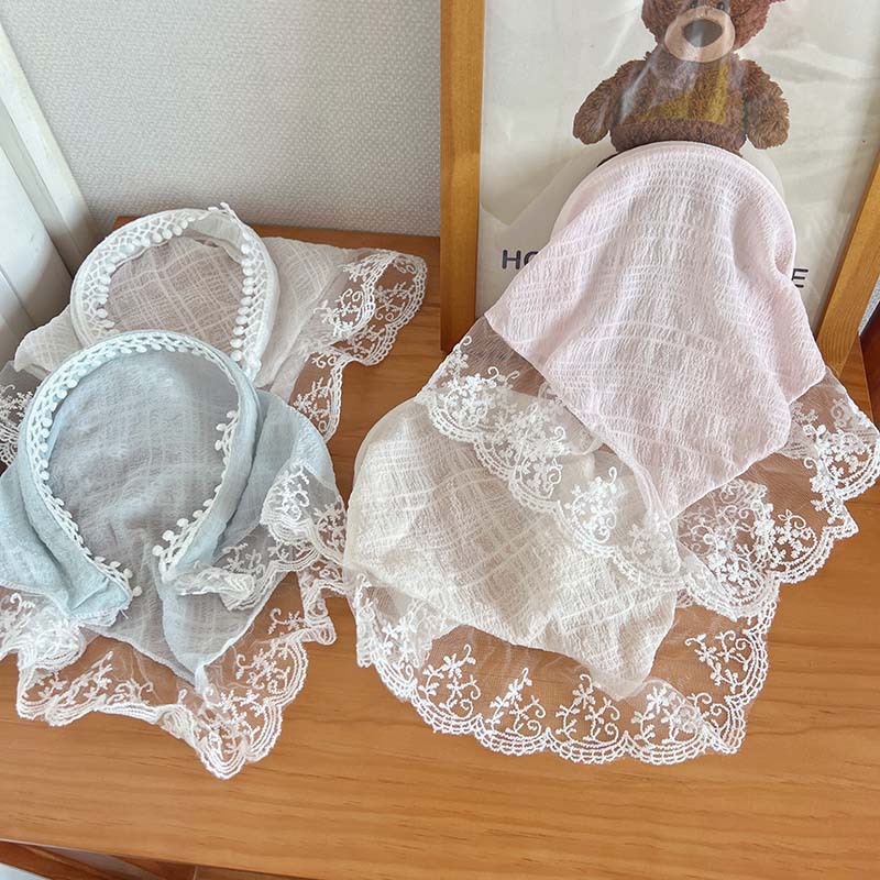 ในไทย-พร้อมส่ง✨ผ้าโพกศีรษะ ทรงสามเหลี่ยม รูปผีเสื้อ แต่งลูกไม้ สไตล์ฝรั่งเศส สำหรับผู้หญิง ละเอียดอ่อน ถอดออกได้ เครื่-M