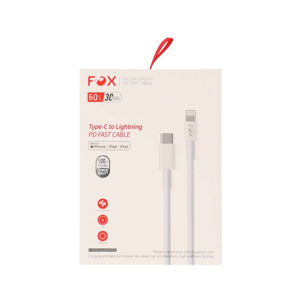 Fox สายชาร์จ Type-C to L/N ชาร์จไว ความยามสาย 1M. - สีขาว