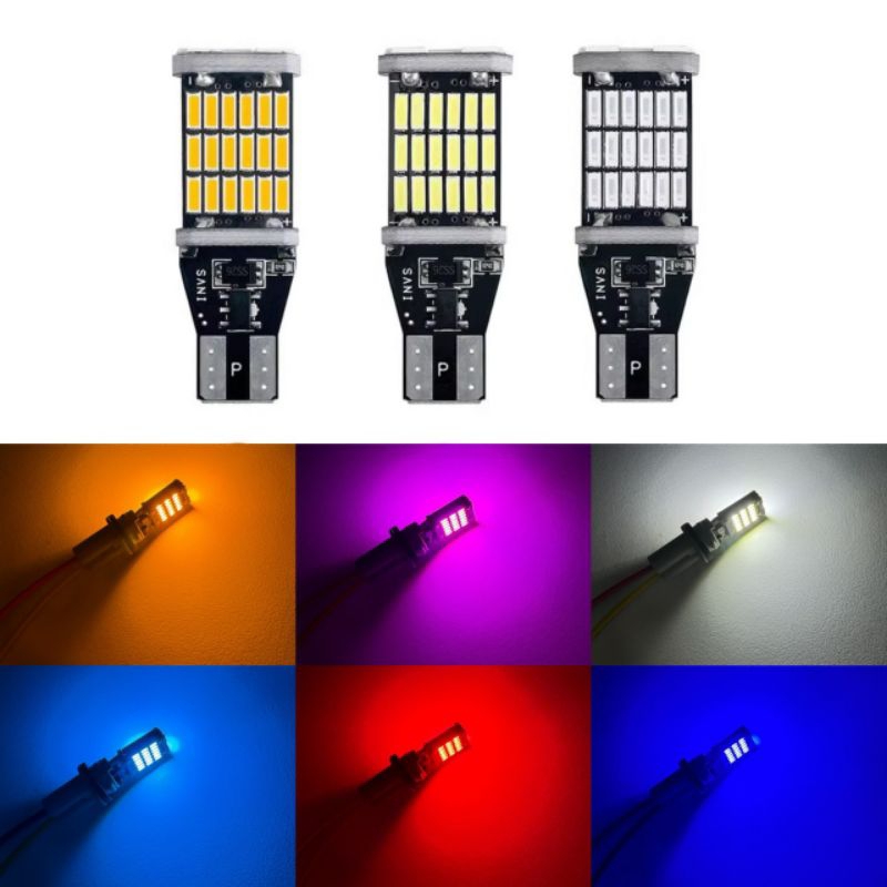 หลอดไฟเลี้ยวไฟหรี่ LED 45ชิพ ขั้วT10/T15 (1หลอด) สำหรับรถมอเตอร์ไซค์รถยนต์ ส่งจากไทย