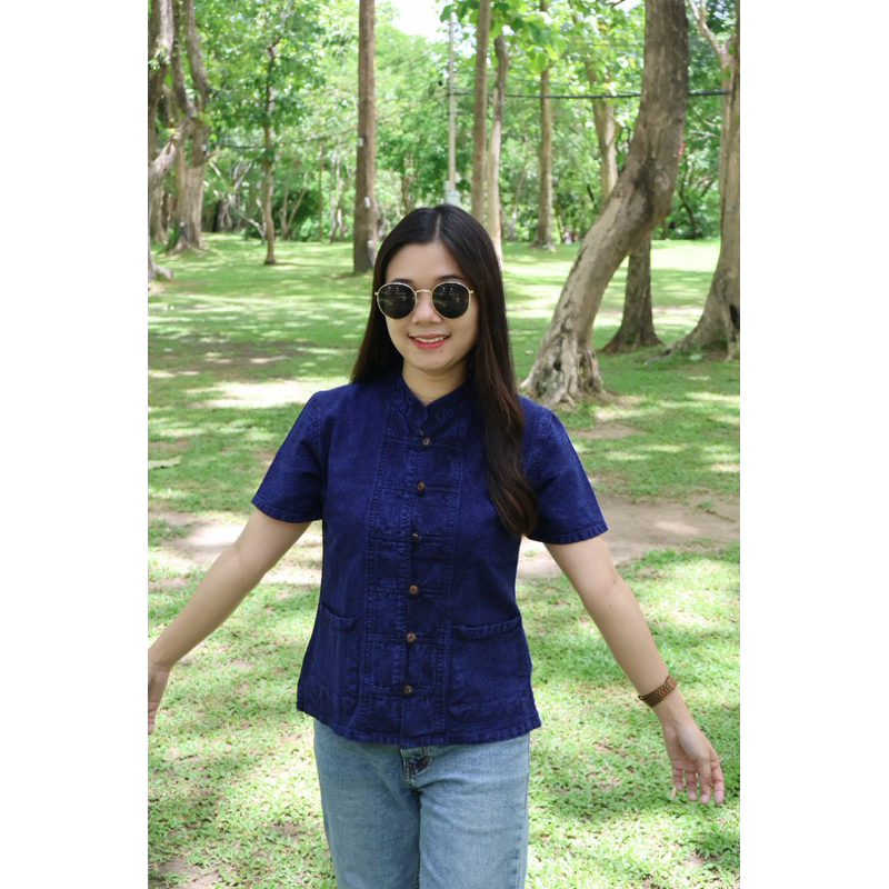 เสื้อหม้อฮ่อมฟอกนิ่มกระดุมกะลา‼️อก36-50“‼️มาใหม่‼️ทรงสวย🌷ใส่เก๋ๆ - รูปที่ 5