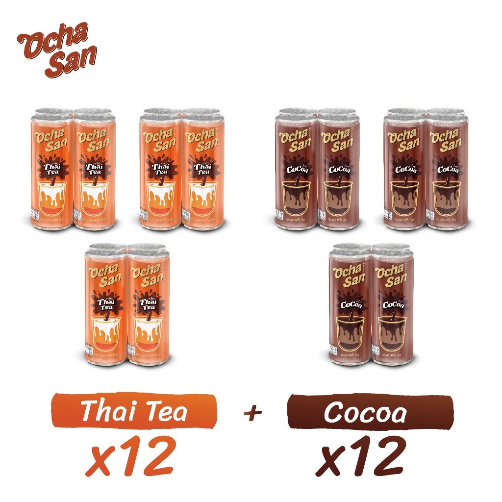 โอฉะซัง ชานมโกโก้ (ขนาด 230 มล.) 12 กระป๋อง+โอฉะซัง ชาไทย 12 กระป๋อง