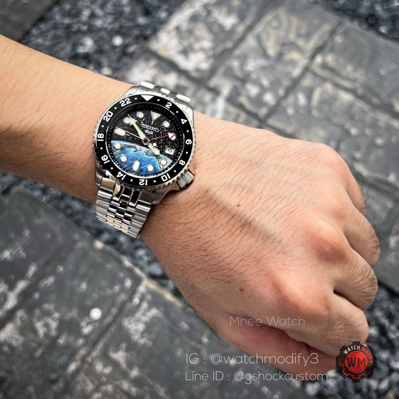 Seiko Mod GMT Movement Galaxy Space Very Premium Edition Jubilee Strap