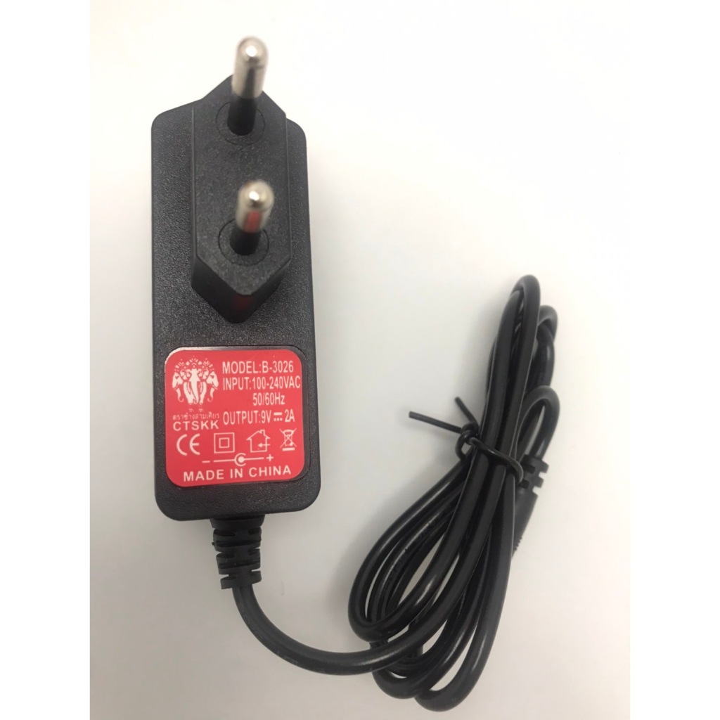 สายชาร์จลำโพง 9V  INPUT : AC100-240V 50/60Hz  OUTPUT : DC9V-2A