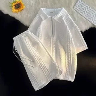 ⚡️ พร้อมส่ง⚡️เสื้อทีเชิร์ต (เสื้อ+กางเกงขาสั้น) ยืดคอกลม ผู้ชาย สไตค์ เกาหลี สวมใส่สบาย เนื้อผ้าอย่างดี