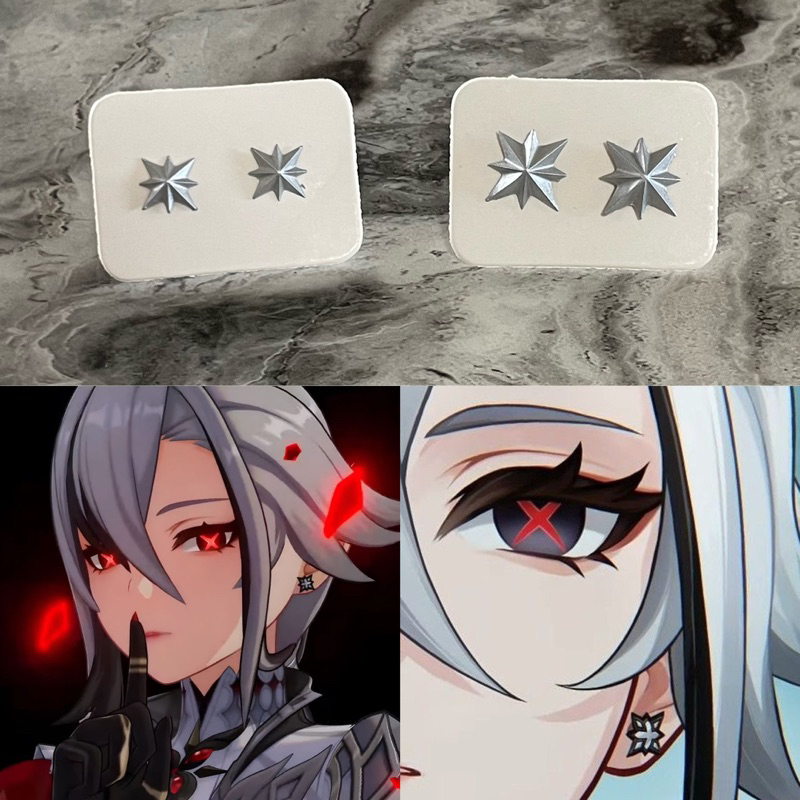 ต่างหู Arlecchino แบบเจาะ จาก Genshin Impact