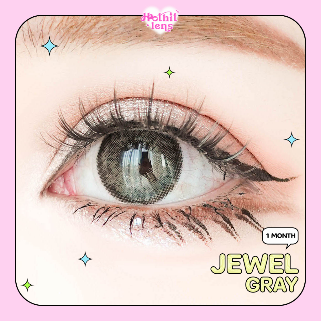 Candylens คอนแทคเลนส์รายเดือน Jewel สีเทา เลนส์ปิดตาลอยใส่สบายด้วยเทคโนโลยี Ultraslim