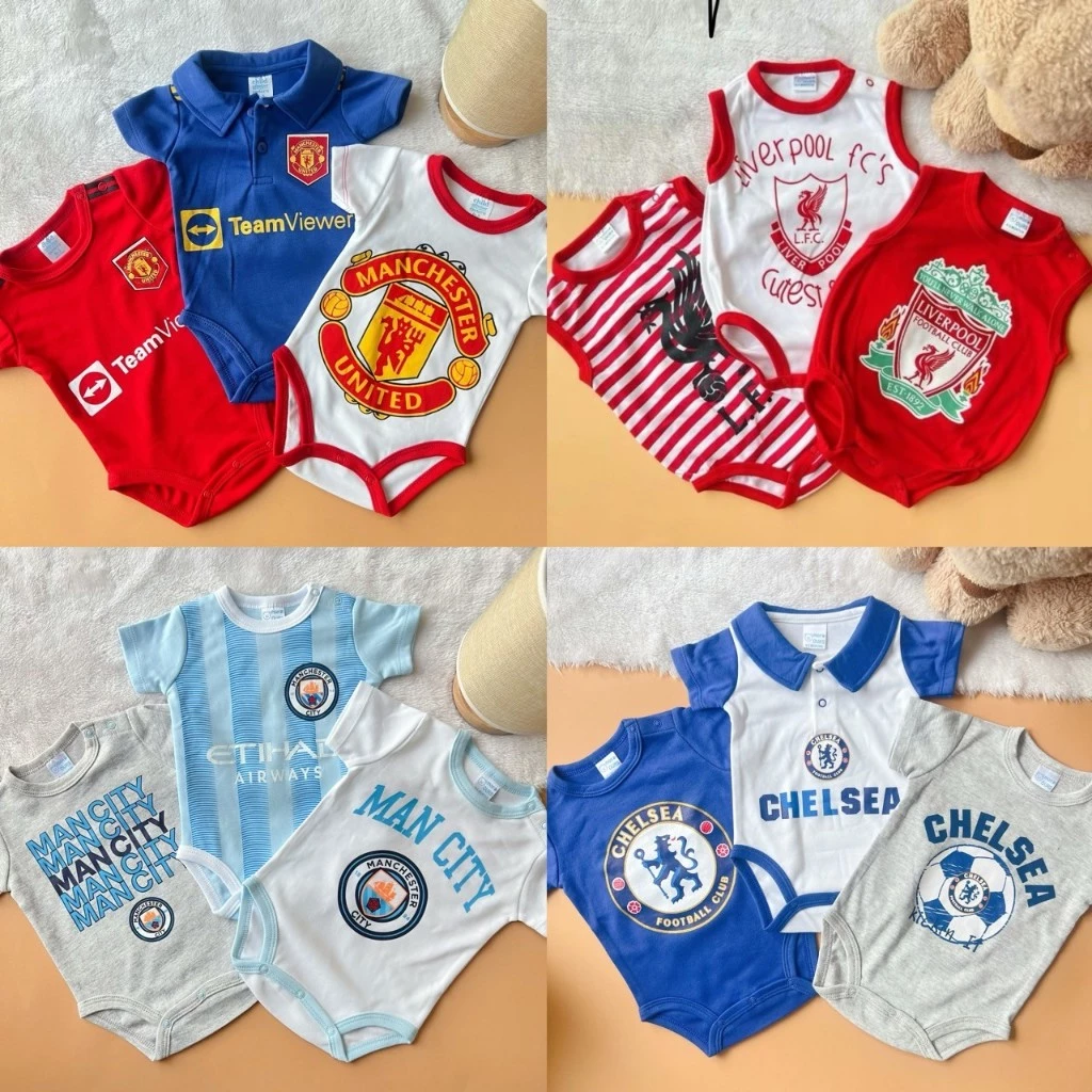 (พร้อมส่งจากไทย) ชุดเด็กแรกเกิด-9เดือน บอดี้สูทเด็กทีมฟุตบอล ใส่ได้ทั้งหญิงและชาย