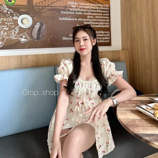 crop..shop เสื้อสาวชิค (มี7เเบบ) สายแฟห้ามพลาด ผ้าคอตต้อนปักฉลุ คอตต้อนไทย100% ดูแพง น่ารักสุดหรู เชือกรูดได้จริง สวยมาก