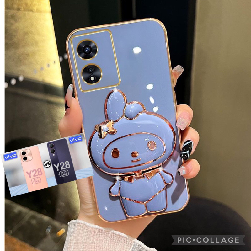 เคส สำหรับรุ่น Vivo Y28S Y18 Y28 Y100 Y03 V30  เคส เมโลดี้ กระจก ตั้งได้ เคสโทรศัพท์ กันกระแทก เคสนิ