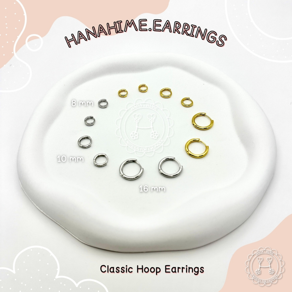 HanaHime.earrings - Classic Hoops ต่างหูก้านเงิน S925 แพ้ง่ายใส่ได้
