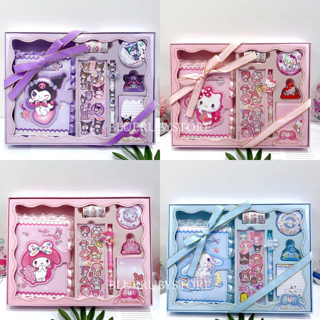 พร้อมส่ง💕  Gift Set เครื่องเขียน 11ชิ้น ลายการ์ตูน (สมุดโน๊ต ปากกาเจล สติกเกอร์ ) ของขวัญเด็ก