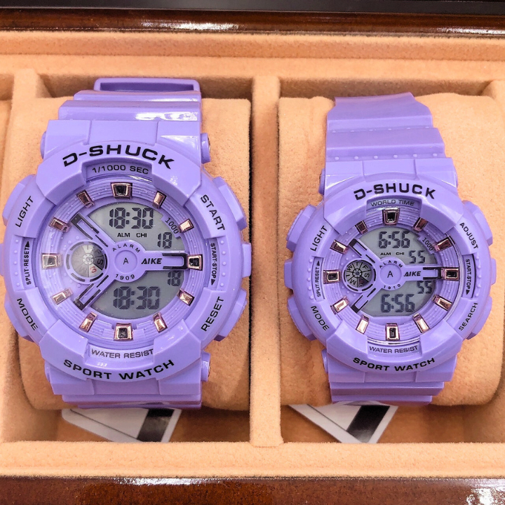 D-SHUCK นาฬิกาข้อมือดิจิตอล แบรนด์แท้ กันน้ำได้ แบบคู่รัก สายนาฬืกา ยางเรซิน ขนาด 45 และ 40 มม