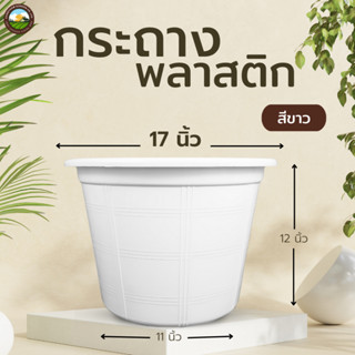 🌵 กระถางต้นไม้พลาสติก กระถางต้นไม้ สีขาว 17 นิ้ว ราคาส่ง
