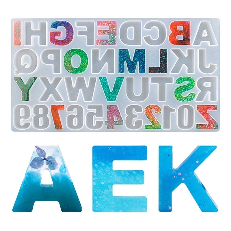 แม่พิมพ์ซิลิโคน ABC ตัวอักษรภาษาอังกฤษพร้อมตัวเลข เหมาะกับทำพวงกุญแจ เครื่องประดับ น้ำยาเรซิน DIY