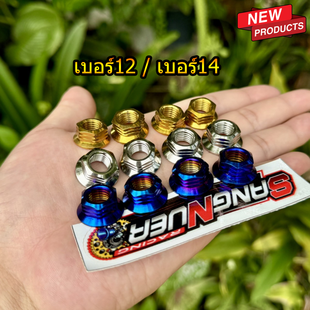 น็อตยึดสเตอร์หลังตัวเมีย เบอร์12,เบอร์14 ชุดละ4ตัว