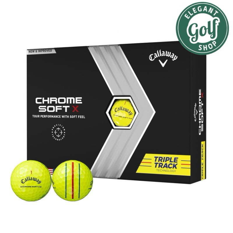 (ส่งไวที่สุดในช๊อปปี้) Chrome Soft X Triple Track Yellow Golf BallsและChrome Soft X Triple Track Yellow Golf Balls