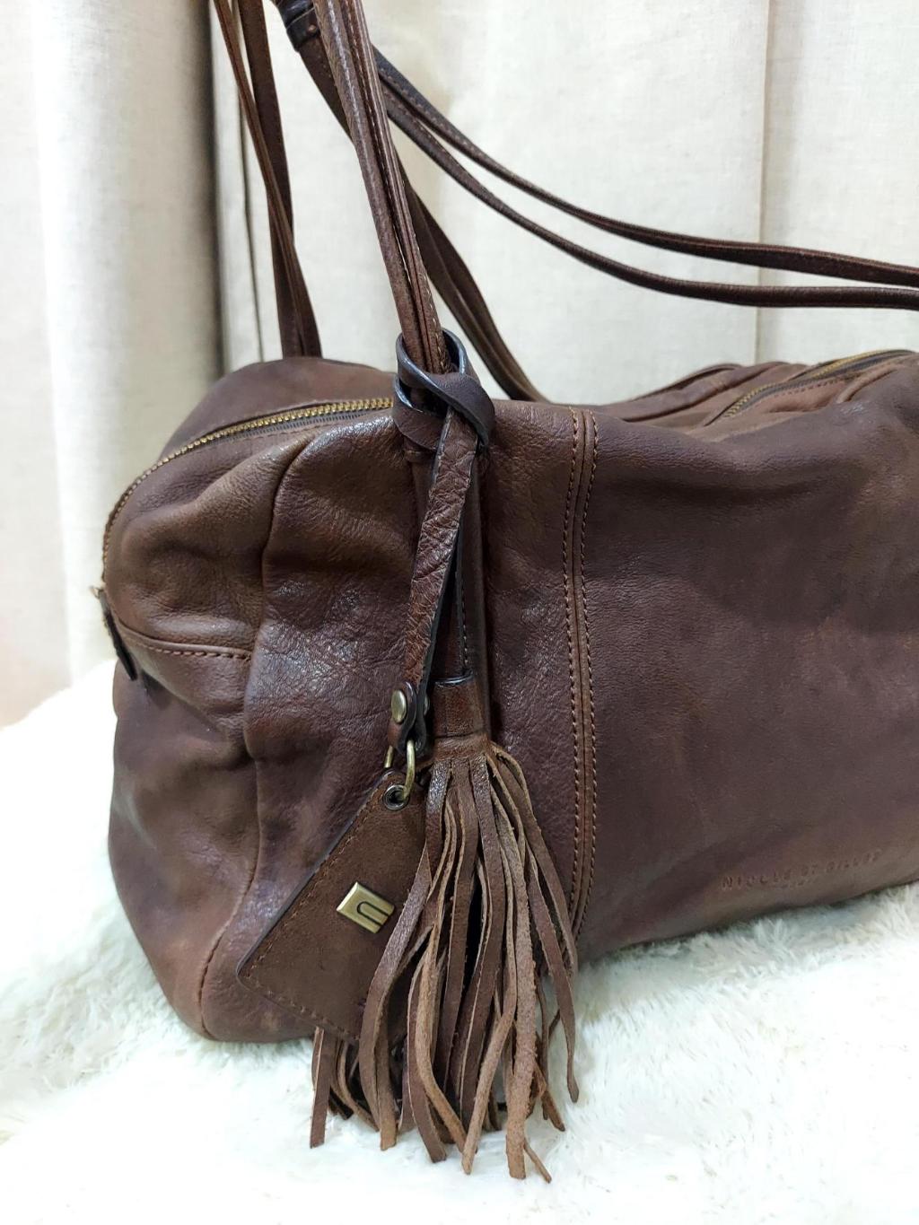 Nicole Gilles Leather Bag แบรนด์แท้ กระเป๋าเดินทาง กระเป๋า