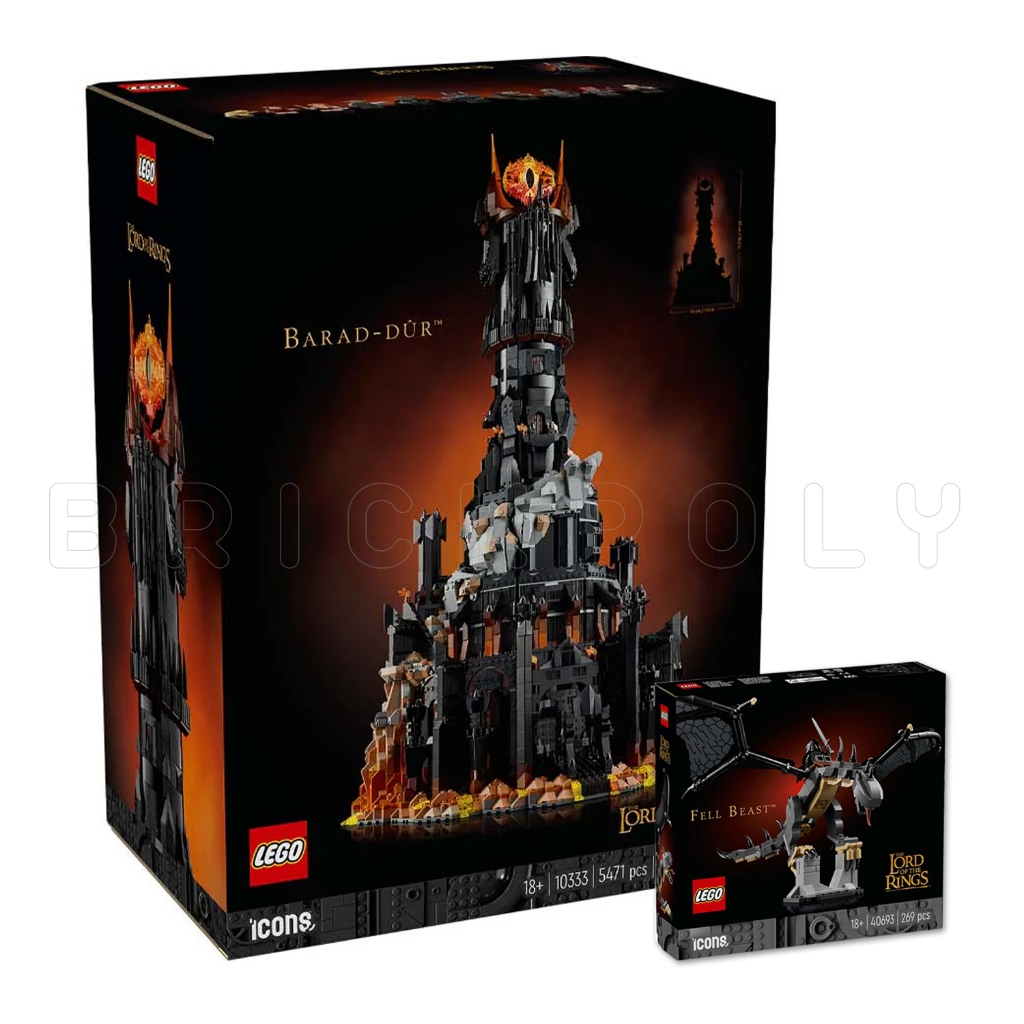 10333 + 40693 : LEGO ICONS The Lord of the Rings Barad-dûr and Fell Beast