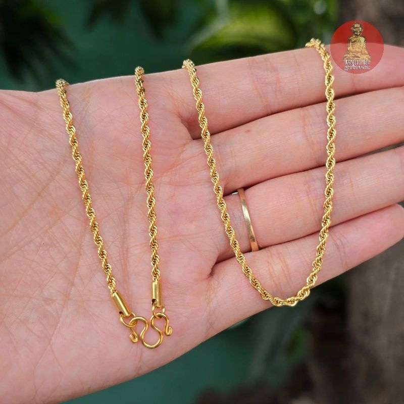 ยูสร้อยพระ สร้อยลายเกลียวเพชร สแตนเลสเลเซอร์ 22k ไม่ดำ ไม่เป็นสนิม