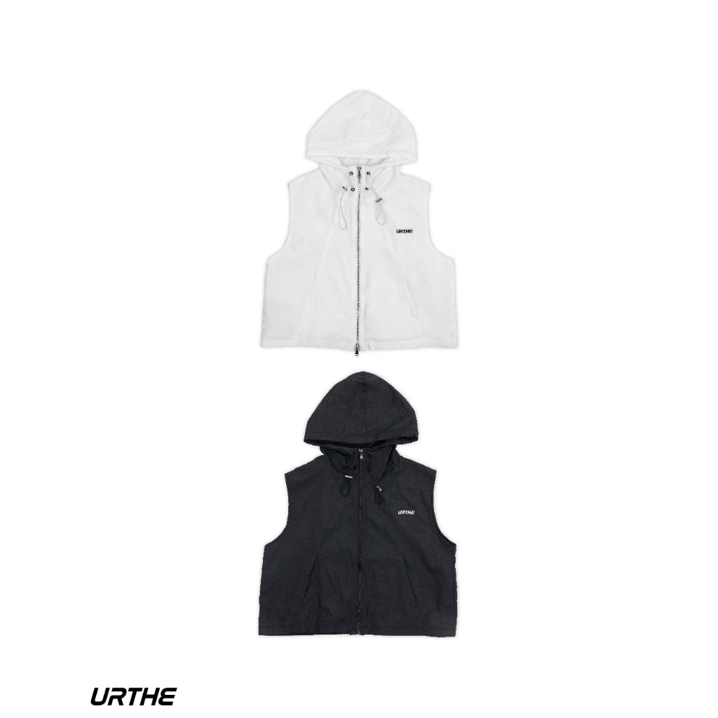 URTHE - เสื้อฮู้ดครอป เเขนกุด รุ่น SLVL HOODIE CROP