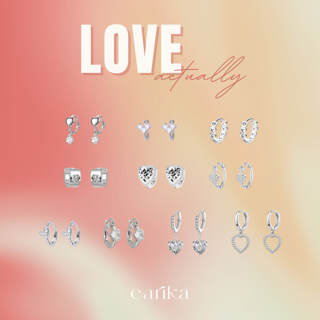 earika.earrings - LOVE actually.. ต่างหูห่วงหัวใจก้านเงินแท้ชุบทองคำขาว/ทอง ผิวแพ้ง่ายใส่ได้
