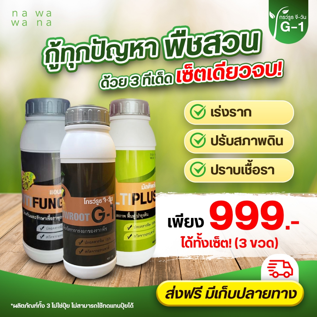 โปรโมชั่นเซ็ตสามเกลอ (3ขวด) เร่งราก+ปรับสภาพดิน+ป้องกันเชื้ิอราโรคพืช